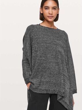 Lululemon Divinity Scarf Gray Heathered Boolux Cashmere Gray Womens Poncho